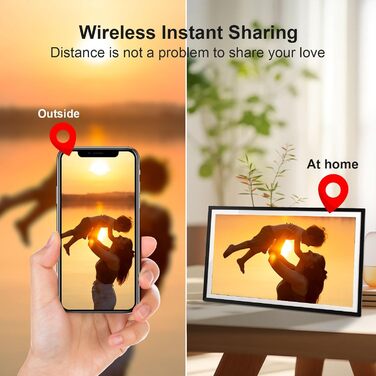 FRAMEO Цифровий фоторамка 15.6 дюймів FHD, сенсорний екран, 32GB, Wi-Fi, віддалене завантаження фото та відео, календар, погода, музика, чорний