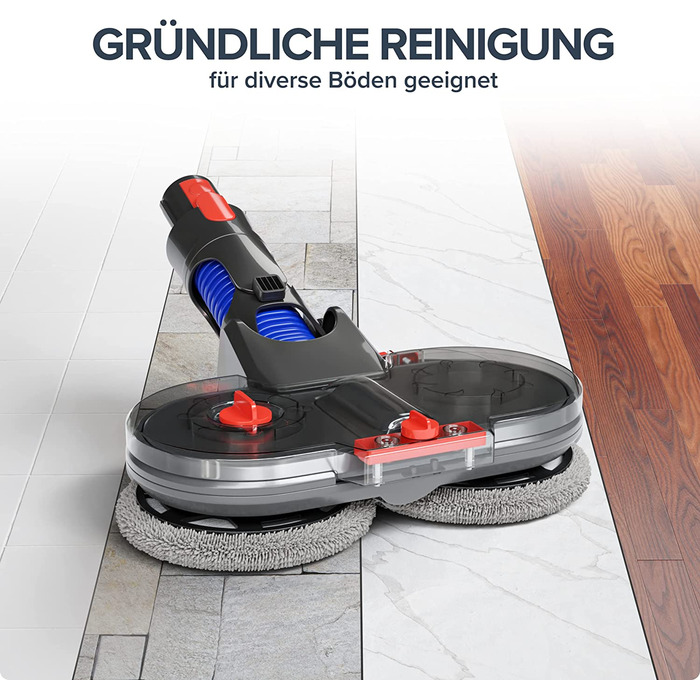 Електрична насадка для вологого прибирання Dripl для пилососів Dyson V7/V8/V10/V11/V15/Gen5 з від'ємним резервуаром для води, 6 багаторазових мопів і 1 контейнером для заповнення