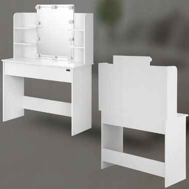 Туалетний столик Casaria, білий МДФ, 108x40x140 см, з LED-підсвіткою