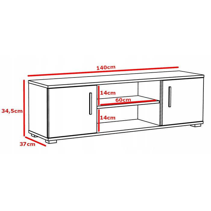 Тумба під ТВ Meblowa1, 140 x 34,5 x 37 см