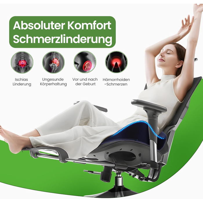 Подушка для сидіння з піни Memory Foam A-Pce: ортопедична подушка для офісного крісла, дому та авто (синя)