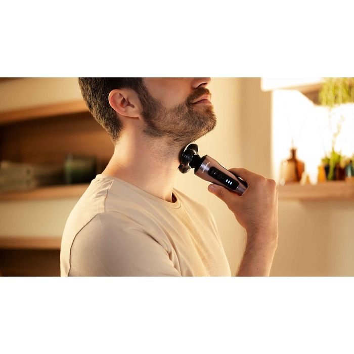 Електробритва Grundig ProClub MS 8130 для чоловіків, сенсор BeardCare, титанові леза, вологе та сухе гоління, корпус з 61% переробленого пластику, чорний/червоний/титан