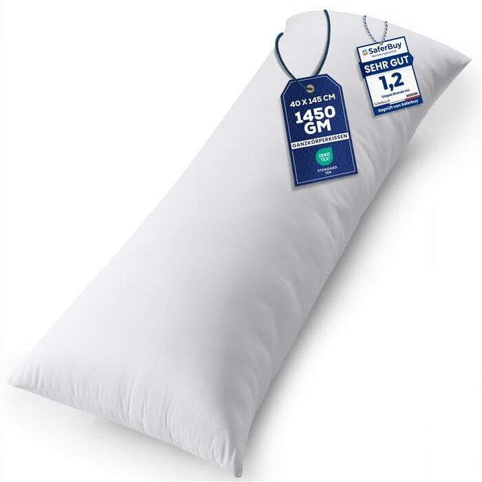 Подушка для вагітних та сну Utopia Bedding 40x145 см, м'яка подушка-обіймашка з наповнювачем з порожнистого волокна для підтримки тіла та сну на боці, біла