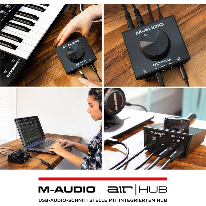M-Audio Air 192|6 USB аудіоінтерфейс для запису: 2 XLR/Line входи, програмне забезпечення AIR Hub (Чорний)