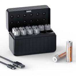 Акумулятори K&F Concept AA (1.5V), перезарядні літієві батареї, комплект 12 шт.