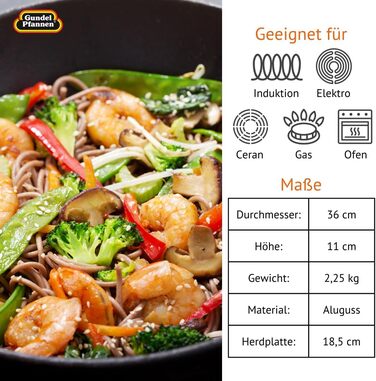 Wok-сковорода Gundel GUSS для індукції, 30 см, антипригарна, PFOA-free, литий алюміній, з ручкою, Akku-Therm дно