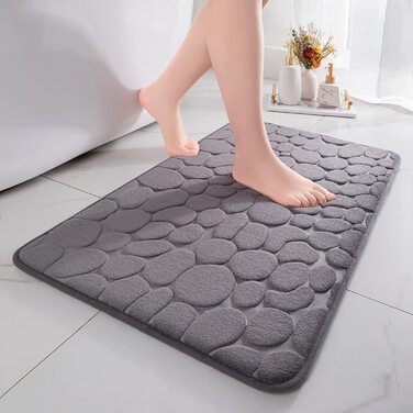 Килимок для ванної кімнати з піною-пам'яттю Chakme, 60x90 см, сірий. Стійкий до ковзання, вбираючий, для ванної та вітальні.