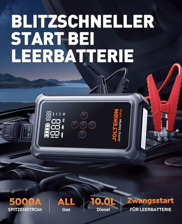 Powerbank для автомобіля Starthilfe 5000A з компресором 150PSI, 12V для бензину та дизеля (10.0L), LED, USB-C