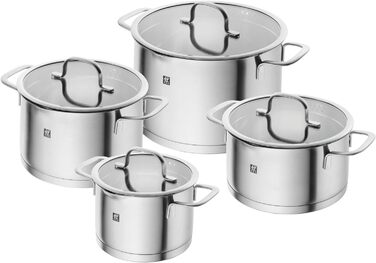 Набір каструль ZWILLING TrueFlow, 4 шт., з носиком для зливу, для індукції, нержавіюча сталь, сріблястий
