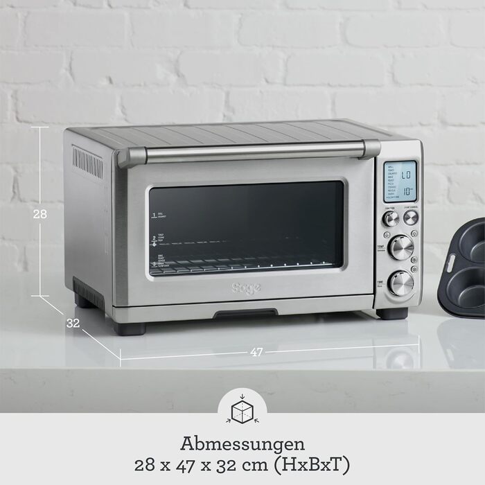 Sage Smart Oven Pro - Електрична міні-піч з 10 функціями: випічка, смаження, гриль, підігрів, тости. 2400 Вт, для піци до 30 см, цілого курчати, нержавіюча сталь