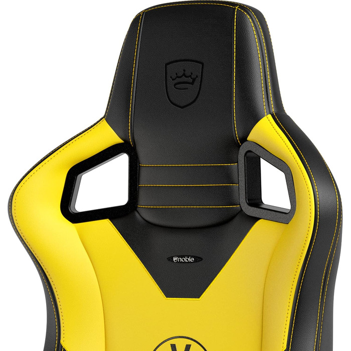 Ігрове крісло noblechairs Epic Borussia Dortmund, ергономічне, офісне, з підголівником і поперековою підтримкою, PU-шкіра, чорне/жовте, для користувачів до 120 кг і зросту до 185 см