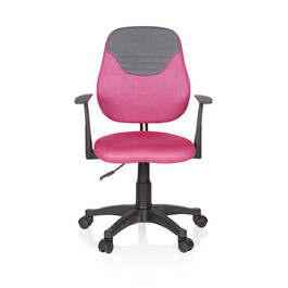 Дитяче офісне крісло / стілець-автомат KIDDY STYLE, тканина, рожево-сірий, hjh OFFICE
