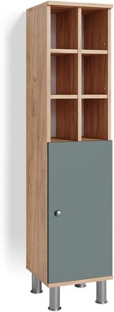 Пенал для ванної Vicco Fynn, зелений/дуб золотий, 30x130,6 см, з великою дверцятю