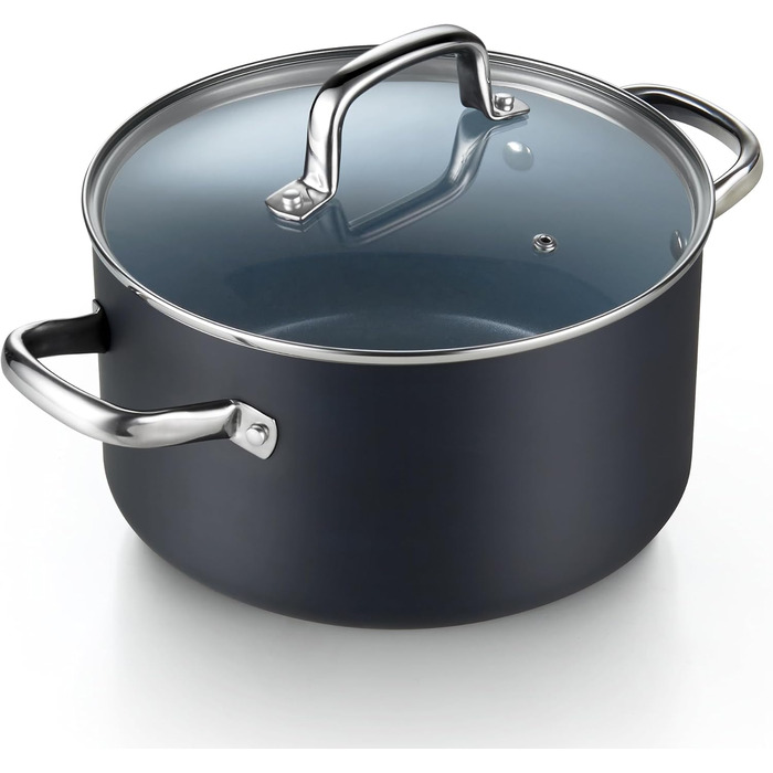 Набір посуду Cook N Home керамічний антипригарний 10 предметів сірий: каструлі, сковороди, казанок з кришкою