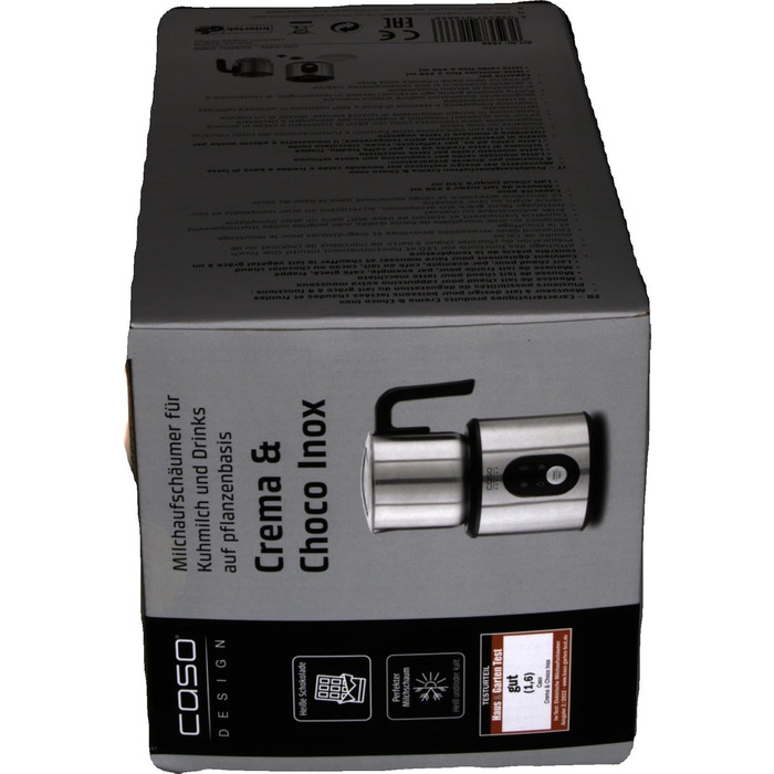 Електричний спінер для молока Caso Crema & Choco Inox, 4 функції, підходить для рослинного молока, нержавіюча сталь, термоізольована ручка, сенсорне LED-управління