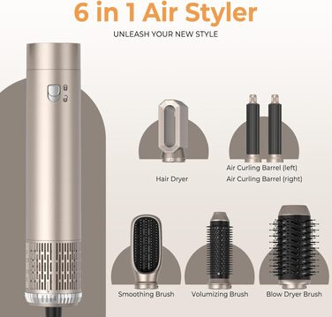 UMIGA Hairstyler 5-в-1: Фен-щітка, стайлер для волосся, випрямляч, плойка (Золотий)