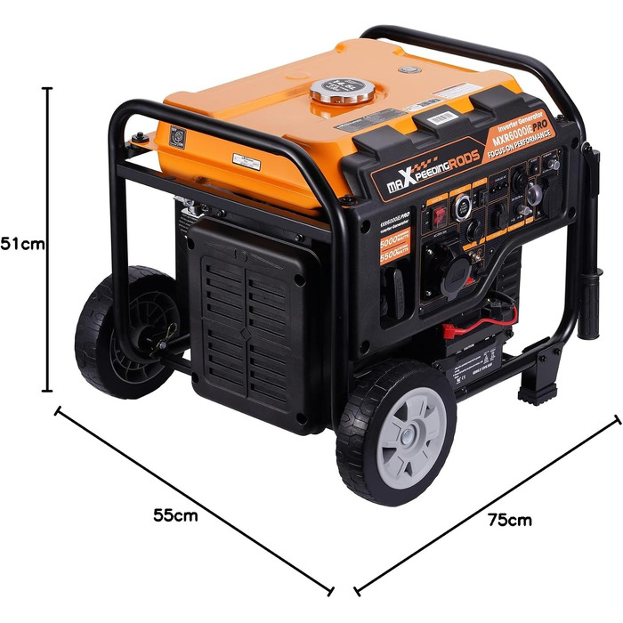 Інверторний бензиновий генератор maXpeedingrods PRO6000 3500Вт, 4-тактний, 223сс, портативний (помаранчевий)