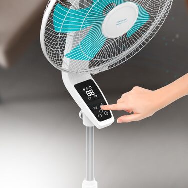 Вентилятор підлоговий Cecotec EnergySilence 610 Max Flow 70 Вт, 40 см, 4 швидкості, таймер 2 год, 90° обертання, регульований кут нахилу, пульт, білий/синій