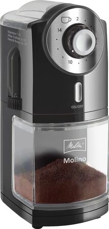 Електрична кавомолка Melitta Molino 1019-02, дисковий млин, чорна