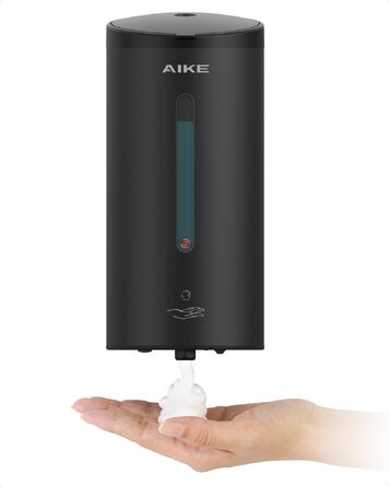 Автоматичний дозатор піни для мила AIKE FoamCore, настінний, 740 мл, нержавіюча сталь, 5 рівнів регулювання, чорний, для комерційних санвузлів