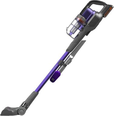 Пилосос BLACK+DECKER 4в1 акумуляторний, 18В, 1.5Аг, безмішковий, ручний і вертикальний, електрощітка для шерсті тварин, 2в1 насадка для щілин, щітка для шерсті, акумулятор, зарядний пристрій, кріплення на стіну, модель 2020