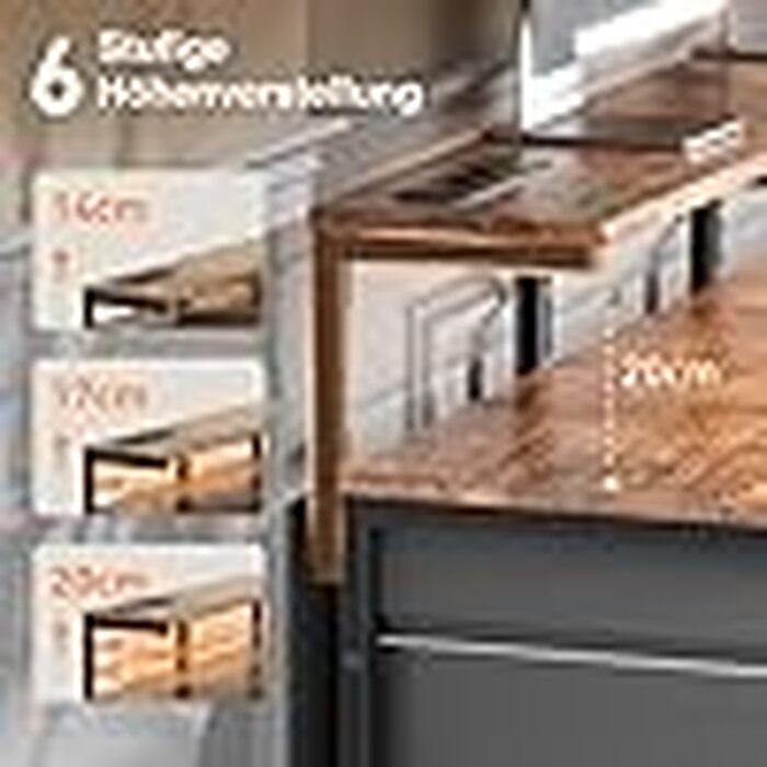 Комп'ютерний стіл HLONONE з 8 шухлядами, LED-підсвіткою та вбудованою розеткою (USB-C, 2xUSB-A), стіл для офісу та вітальні з підставкою для монітора, 120x50x74 см, Коричневий