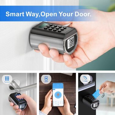 Розумний електронний дверний замок RUILON із кодовим набором, Bluetooth, RFID, Wi-Fi, сріблястий