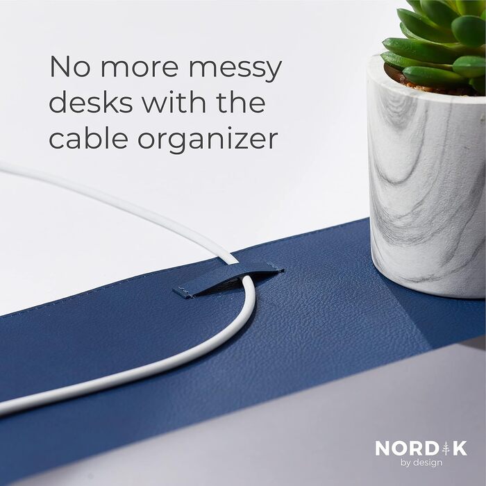 Килимок для столу Nordik з екошкіри та фетру, органайзер для кабелів (Midnight Blue, 89 x 43 см) — великий преміум килимок для миші та підкладка під письмо для домашнього офісу