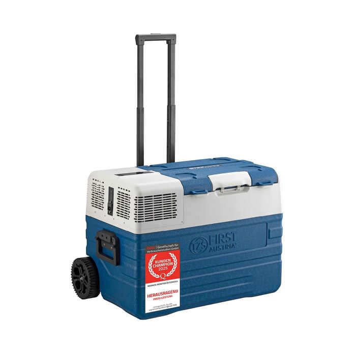 Автомобільний компресорний холодильник First Austria 43л (-20°C) Bluetooth, 12/24V, 100-240V, синьо-сірий