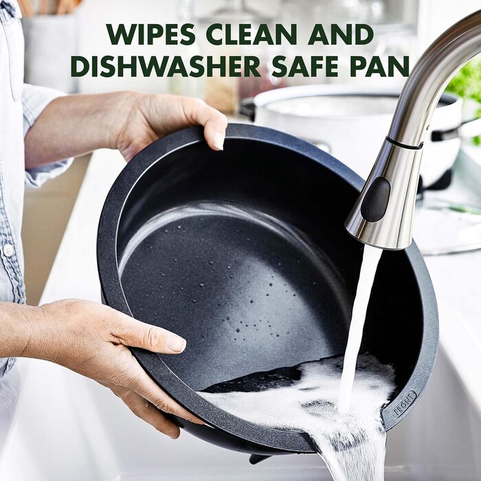 Електричний мультиварка GreenPan Elite 5,6 л, антипригарне керамічне покриття без PFAS, для смаження, тушкування, варіння рису, посудомийна машина, LED-дисплей, сріблястий нержавіючий корпус