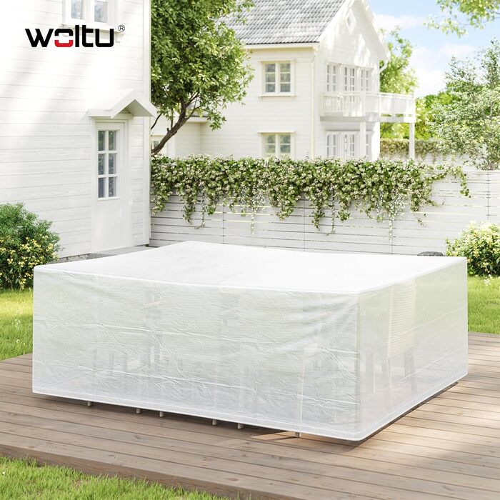Чохол захисний для садових меблів WOLTU 242x162x100 см, водонепроникний, UV-стійкий, прозорий