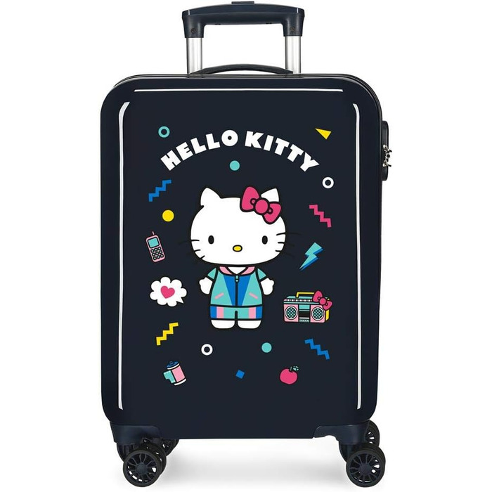 Дитяча валіза Hello Kitty, замок, 35л, ABS, синя, 4 колеса, 38x55x20 см, ручна поклажа