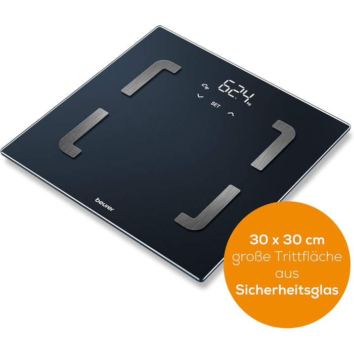 Цифрова діагностична вага Beurer BF 880 з Wi-Fi та Bluetooth, аналізатор складу тіла, вимірювання жирової та м'язової маси, до 180 кг, сумісна з додатком