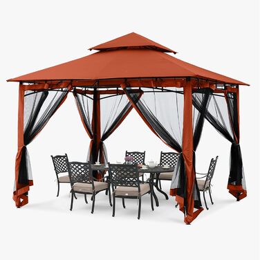 Павільйон садовий ABCCANOPY 2.5x2.5м водонепроникний, з москітною сіткою, сталевий каркас, сірий - для вечірок та захисту від сонця та дощу