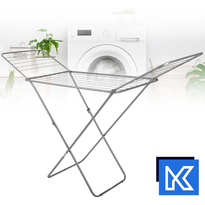 Сушарка для білизни KADAX, 180x55x101 см, металевий розкладний флюгельний сушар, стійкий, сріблястий