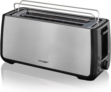 Тостер Cloer 3579 на 4 XXL тости, 1500 Вт, нержавіюча сталь, чорний пластик, чек-функція