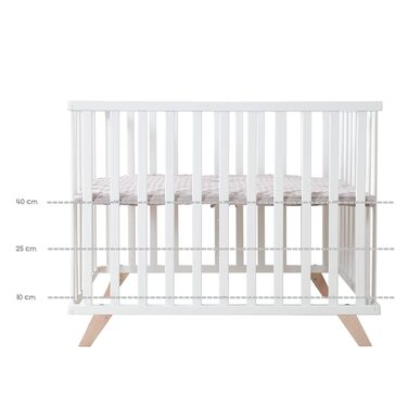 Дитячий манеж roba 75x100 см, з матрацом, сірий, дерев'яний, 3-рівневе регулювання, сертифікати GOTS та Oeko-Tex 100