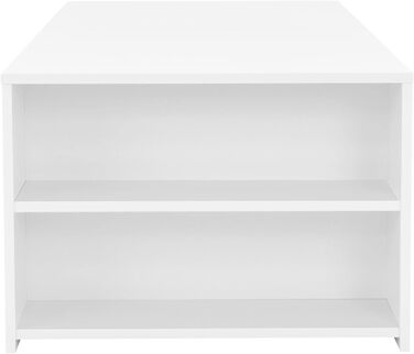 Стіл журнальний ML-Design білий 100x60x42 см, сучасний дерев'яний столик для вітальні з 2 боковими полицями, просторий кавовий стіл з місцем для зберігання