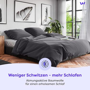 Комплект постільної білизни Wolkenfeld 200x200 з бавовни (2 наволочки 80x80) – дихаючий, приємний до шкіри, легкий у догляді. Сірий комплект постільної білизни з блискавкою, сертифікат Oeko-Tex.