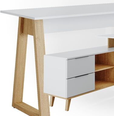 Письмовий стіл Vicco Nautica білий/дуб, 138x60 см з висувними ящиками XXL