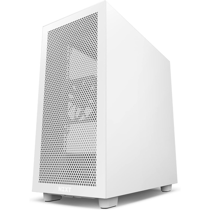 Корпус для ПК NZXT H7 Flow ATX Mid-Tower, білий, скляна та сітчаста панелі, USB-C, підтримка водяного охолодження, ігровий