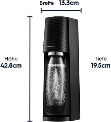 Сифон для газування води SodaStream TERRA Family Pack: 3 пляшки по 1л та циліндр CO2, чорний