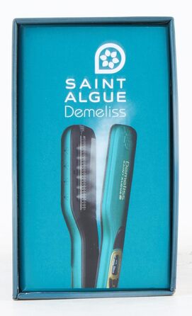 Випрямляч для волосся Demeliss SAINT ALGUE, титанові плаваючі пластини, потужна пара, XL-резервуар 40 мл, знімний гребінець, для всіх типів волосся, синій