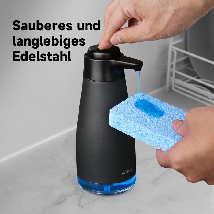 Диспенсер для рідкого мила AIKE AK1062, 470 мл, нержавіюча сталь, чорний, для кухні