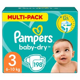 Підгузки Pampers Baby Dry розмір 3 (Midi), 4-9 кг, велика упаковка на місяць, 198 шт.