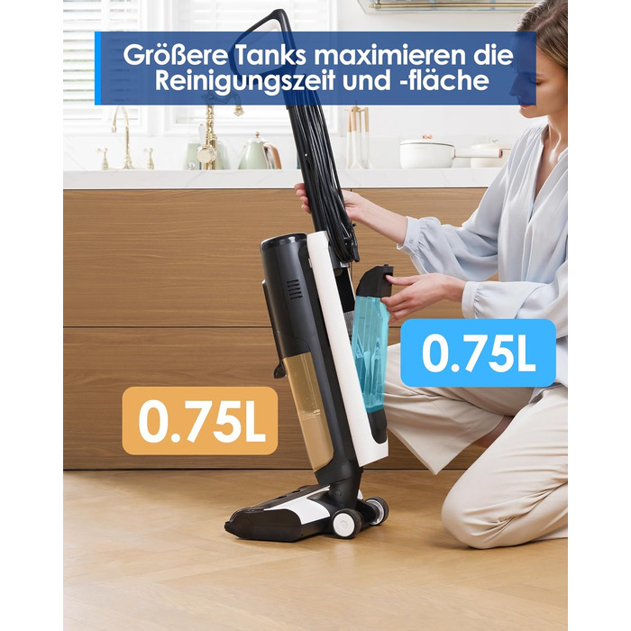 Tineco Floor ONE iFloor 5 Steam: Пилосос 2-в-1 для вологого та сухого прибирання з гарячим повітрям, 20 кПа, 40 хв роботи