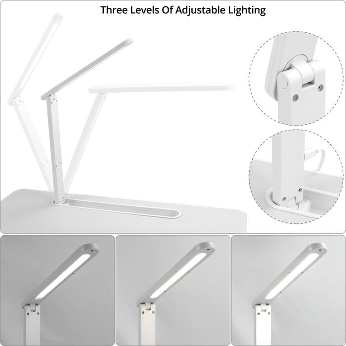 Стіл для ноутбука QWORK, регульований, складаний, з висувною шухлядою та LED-лампою, 60x40 см, для ліжка та столу
