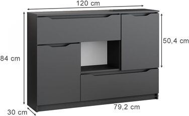Комод Vicco Ruben антрацитовий 120x84 см, 2 шухляди