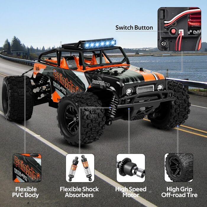 RC Автомобіль Monster Truck 1:18 4WD 40 км/год, радіокерування, водонепроникний, подарунок для підлітків та дорослих
