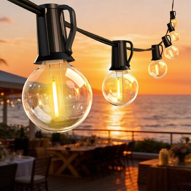 Гірлянда вулична LED 12м, 18+3 лампи G40, водовідпорна IP44, для саду, балкону, весілля, вечірки, теплий білий світ